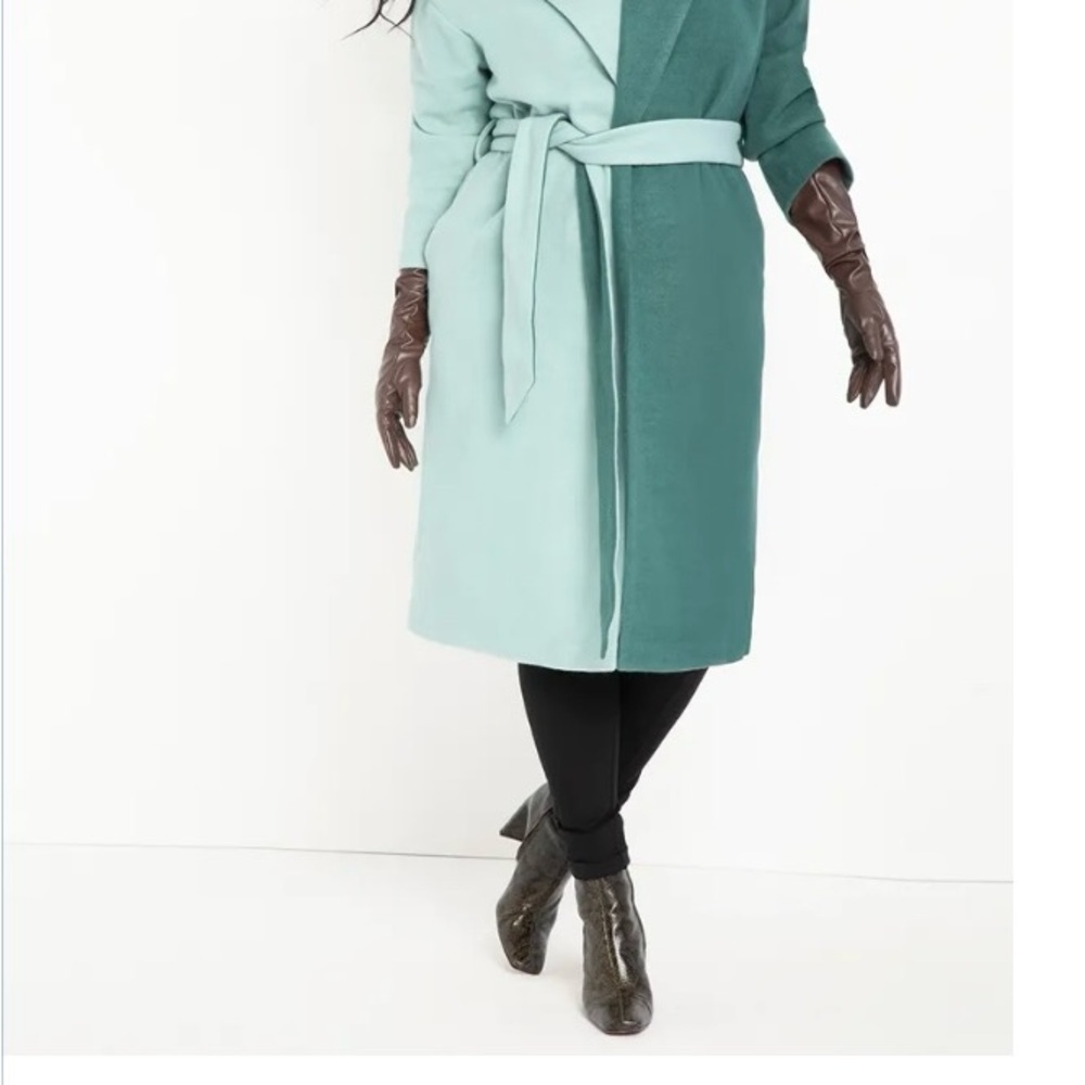 Eloquii colorblock wrap coat